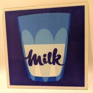 Vintage Y2K Joseph Joseph Glass Cutting Board / Trivet – “Milk” Advertising